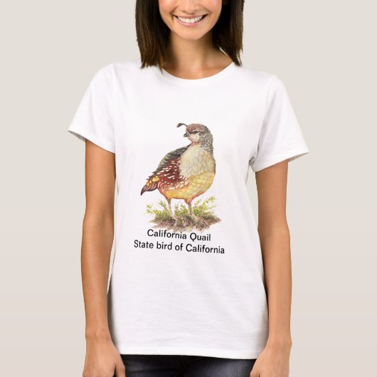 Watercolor California Quail Staat T-Shirt (Vorderseite)