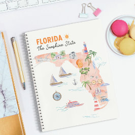 Watercolor California Staat Art Map Travel Journal Notizblock