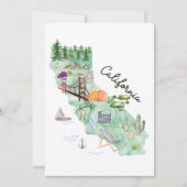 Watercolor California State Art Map Flat Greeting Karte (Vorderseite)
