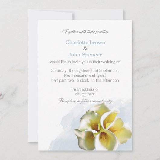 Watercolor calla lilies Floral Einladungen (Vorderseite)