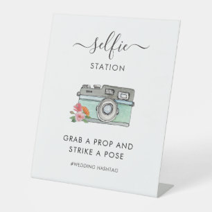 Watercolor Camera Selfie Station Hochzeitstag Sockelschild