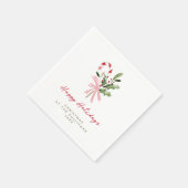 Watercolor Candy Cane Personalized Holiday Party Serviette (Ecke)