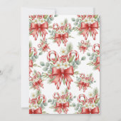 Watercolor Candy Cane & Red Bow Christmas Holiday Einladung (Rückseite)