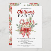 Watercolor Candy Cane & Red Bow Christmas Holiday Einladung (Vorne/Hinten)