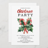Watercolor Candy Cane & Red Bow Christmas Holiday Einladung (Vorne/Hinten)