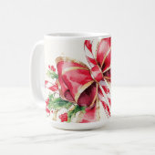Watercolor Candy Cane Red Bow Holly Kaffeetasse (Vorderseite Links)