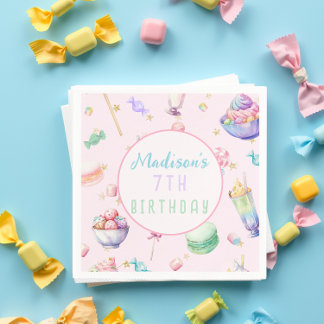 Watercolor Candy Wonderland Pasta Geburtstagsparty Serviette