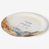 Watercolor Canyon Wüste Nationalpark Hochzeit Pappteller (Schrägansicht)