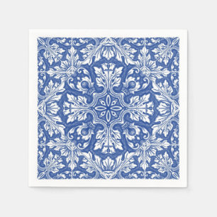 Watercolor Capri Maiolica Blau Portugiesische Azul Serviette