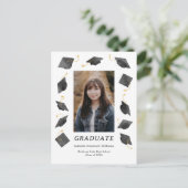 Watercolor Caps Graduation Party Invitation Postkarte (Stehend Vorderseite)