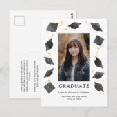 Watercolor Caps Graduation Party Invitation Postkarte (Vorne/Hinten)