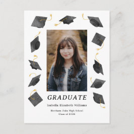 Watercolor Caps Graduation Party Invitation Postkarte