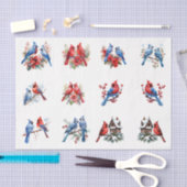 Watercolor Cardinals Blue Birds Elements Decoupage Seidenpapier (Handwerk)