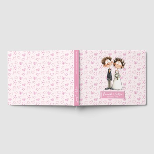 Watercolor Cartoon Newlyweds Gästebuch Album (Voll)