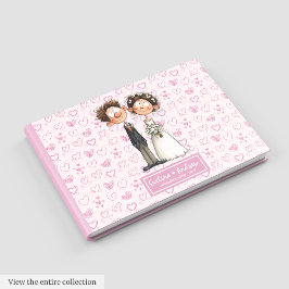 Watercolor Cartoon Newlyweds Gästebuch Album