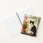 Watercolor Cat and Flowers on Window Sill   Notizblock (Innenseite)