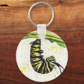 Watercolor Caterpillar Keychain Schlüsselanhänger (Vorderseite)