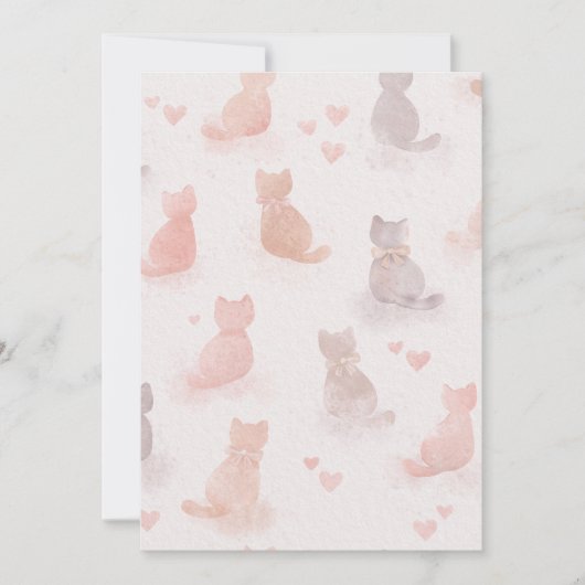 Watercolor Cats and Hearts Invitation Einladung (Vorderseite)