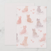 Watercolor Cats and Hearts Invitation Einladung (Vorne/Hinten)