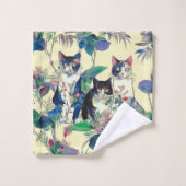 Watercolor Cats in a Garden Badhandtuch Set (Waschlappen)