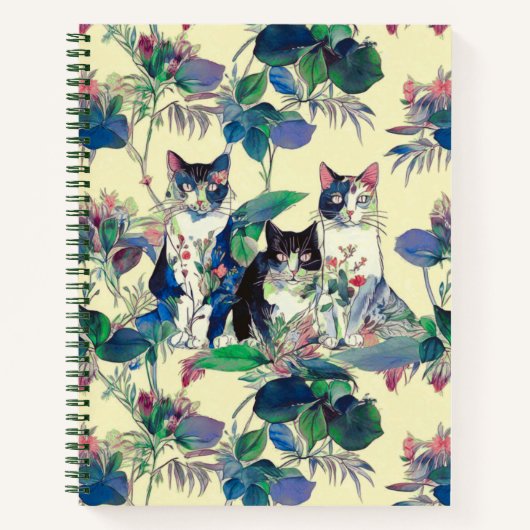 Watercolor Cats in a Garden Journal Notizblock (Vorderseite)