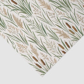 Watercolor Cattail Reeds Botanical Pattern Seidenpapier (Ausschnitt)