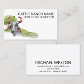 Watercolor Cattle Ranch Beef Bull Cow Visitenkarte (Vorne/Hinten)
