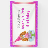 Watercolor Cavalier King Charles Cupcake Birthday Banner (Vertikal)