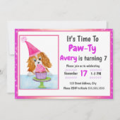 Watercolor Cavalier King Charles Cupcake Birthday Einladung (Vorderseite)