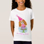 Watercolor Cavalier King Charles Cupcake Birthday T-Shirt (Vorderseite)