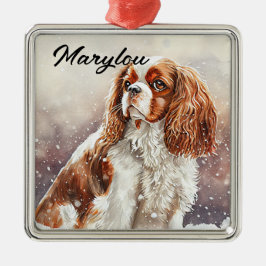 WATERCOLOR CAVALIER KING CHARLES SPANIEL DOG ORNAMENT AUS METALL