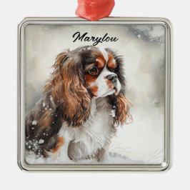 WATERCOLOR CAVALIER KING CHARLES SPANIEL DOG ORNAMENT AUS METALL
