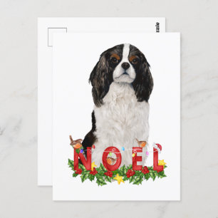 Watercolor Cavalier King Charles Weihnachten Weihn Postkarte