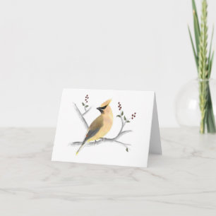 Watercolor Cedar Waxing Note Card Karte