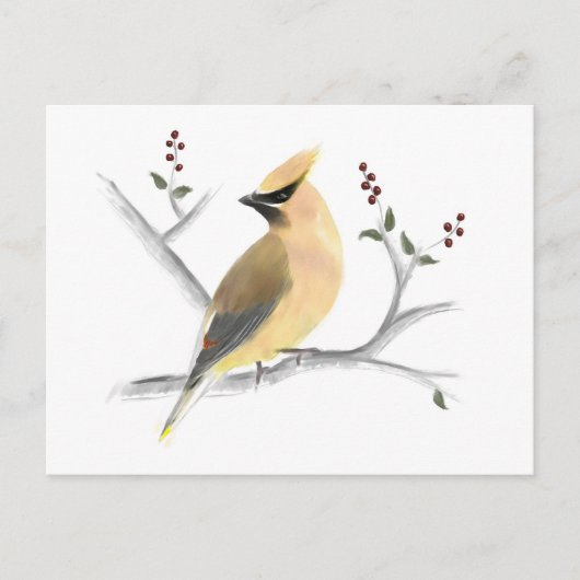 Watercolor Cedar Waxing Postcard Postkarte (Vorderseite)