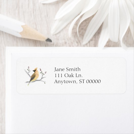 Watercolor Cedar Waxwing Address Labels (Insitu)