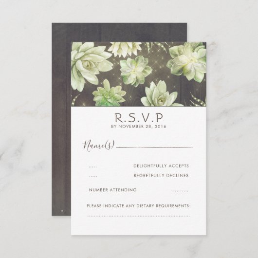Watercolor Celadon Succulent Wedding RSVP (Vorne/Hinten)