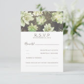 Watercolor Celadon Succulent Wedding RSVP Karte (Stehend Vorderseite)