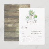 Watercolor Celadon Succulent Wedding RSVP Karte (Vorne/Hinten)