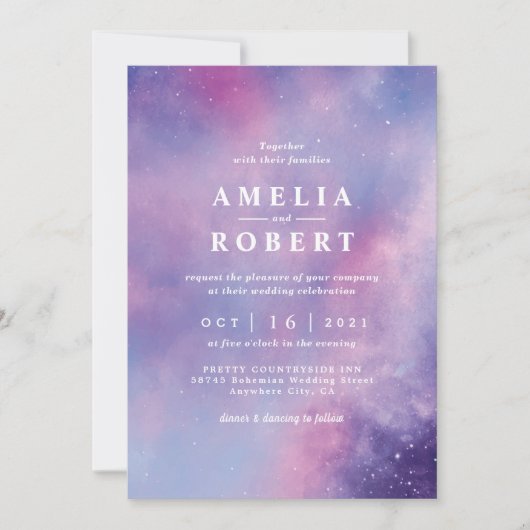 Watercolor Celestial Hochzeit Einladung (Vorderseite)