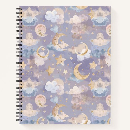 Watercolor Celestial Journal | Pastel Moons, Stars Notizblock (Vorderseite)