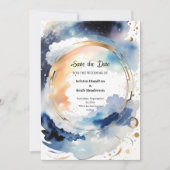 Watercolor Celestial Wedding Save the Date Card (Vorderseite)