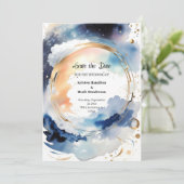 Watercolor Celestial Wedding Save the Date Card (Stehend Vorderseite)