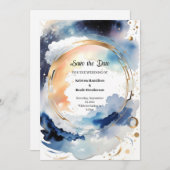 Watercolor Celestial Wedding Save the Date Card (Vorne/Hinten)