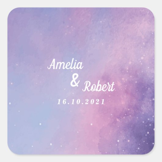 Watercolor Celestial Wedding Square Sticker (Vorderseite)