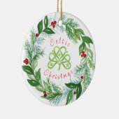 Watercolor Celtic Christmas Wreath PERSONALIZE Keramik Ornament (Rechts)