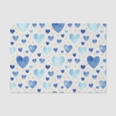 Watercolor Cerulean Hearts & Gold Sparkle Seidenpapier (Vorderseite)