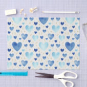 Watercolor Cerulean Hearts & Gold Sparkle Seidenpapier (Handwerk)