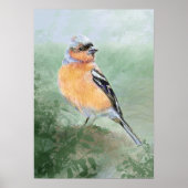 Watercolor Chaffinch Bird  Nature Art Poster (Vorne)