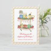 Watercolor Champagne Bar Cart Weihnachten (Stehend Vorderseite)